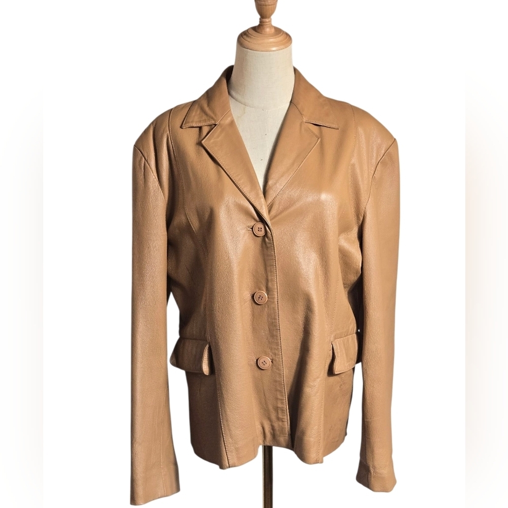 Marc Mattis Vintage Tan Leather Women's Leather Blazer Jacket